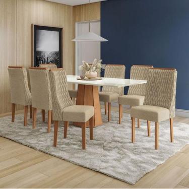 Imagem de Mesa de Jantar 8 Lugares Tiffany com Vidro Canela/Off White/Bege - Kap