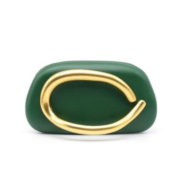 Imagem de blinkgooblink Bolsa clutch feminina de couro PU, bolsa de ombro com corrente de metal, bolsa transversal, Verde