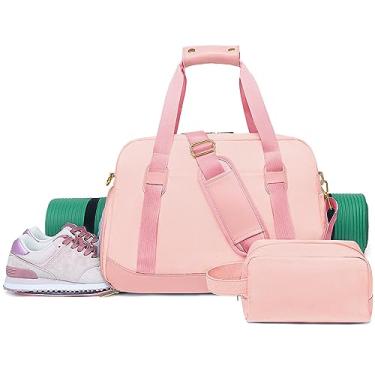 Imagem de Bolsa de ginástica esportiva feminina, bolsa esportiva para treino com compartimento para sapatos e bolso molhado, pequenas bolsas femininas de academia