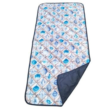 Imagem de Esteira Tapete Para Praia Impermeável Tecido Jacquard Estampa Conchas - Tam 150x70cm Adulto