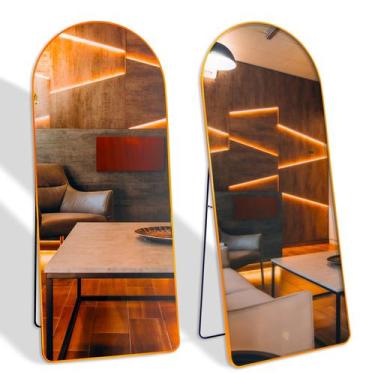 Imagem de Espelho Parede Grande Oval Arco Base Reta Corpo Inteiro 170x70 Moldura