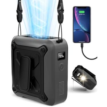 Imagem de Cinto com clipe de cintura portátil sob a camisa com visor LED e lanterna, alimentado por bateria de 8000 mAh, recarregável, 5 velocidades, 14600 RPM, ventilador de resfriamento pessoal para