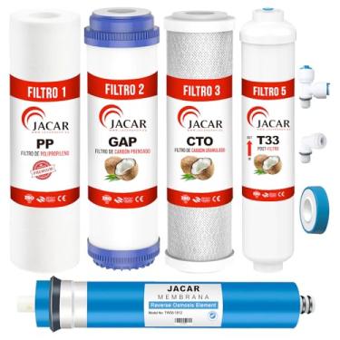 Imagem de Jacar Conjunto de substituição de filtro de água de osmose reversa de 5 estágios com membrana RO de 50 GPD, kit de sistema de filtro de água RO sob a pia compatível com a maioria dos sistemas de
