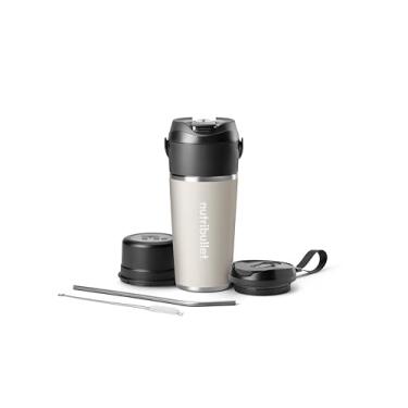 Imagem de nutribullet Liquidificador portátil flip com copo isolado, linho fosco, NBPB50350LIN