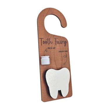 Imagem de IEUDNS Suporte de porta de dente de madeira, placa decorativa, berçário, presente de incentivo, caixa de de dentes, suporte para aniversário, quarto, com a Fada Do Dente