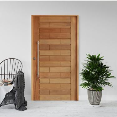 Imagem de Kit Porta De Madeira Pivotante 210X140Cm Batente 14Cm Fechadura 803 Rolete 3B Roma Tauari