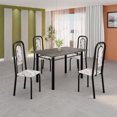 Imagem de Conjunto Sala de Jantar com 4 Cadeiras Lara Arabesco / Preto