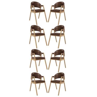 Imagem de Kit 8 Cadeiras Para Mesa De Jantar Moderna Courino Balaqui Marrom Escuro