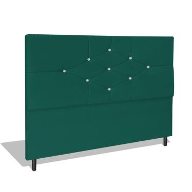 Imagem de Cabeceira Estofada Box Casal Queen Size Encosto Para Cama T Cross 164x126 Cm Azul Turquesa