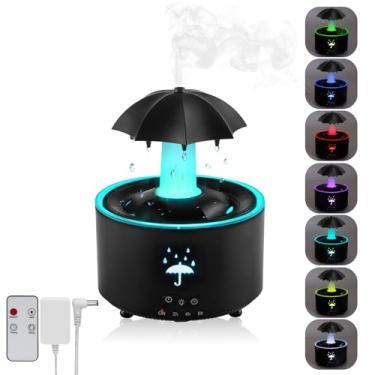 Imagem de VEEKI Umidificador De Guarda-Chuva, Chuva Giratório Com 7 Cores, Gotejamento Água, Controle Remoto E Temporizador, Difusor Aroma Pequeno 300 Ml, Divertido Para Quarto Infantil (Preto)