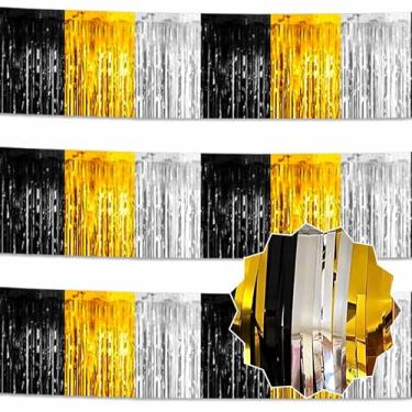 Imagem de LANTIANCHEN Pacote Com 3 Guirlandas De Franjas Em Folha Metálica, Dourada E Prateada, Metros, Faixas Enfeites Parede, Para Decoração Carros Alegóricos, Halloween, Natal, Ação Graças Festas Ano Novo