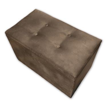 Imagem de Puff Baú Banqueta Retangular Organizar E Decorar Suede 60cm Marrom