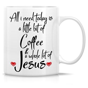 Imagem de Retreez Caneca engraçada - All I Need is Coffee & Jesus Religious 325 ml canecas de café de cerâmica - engraçado, sarcasmo, motivacional, presentes de aniversário inspiradores para amigos, colegas de