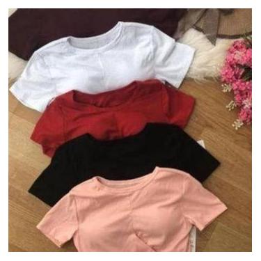 Imagem de Blusa cropped feminina x manga curta canelado fashion - Filó Modas, M,