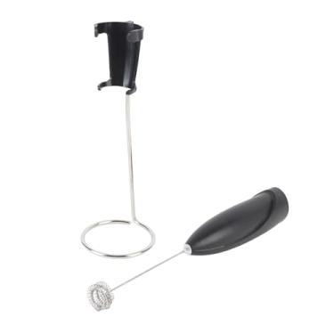 Imagem de Luqeeg Espumador de leite portátil, máquina de espuma elétrica operada por bateria, misturador de bebidas, espumador de batedor de aço inoxidável com suporte para latte, cappuccino, chocolate quente