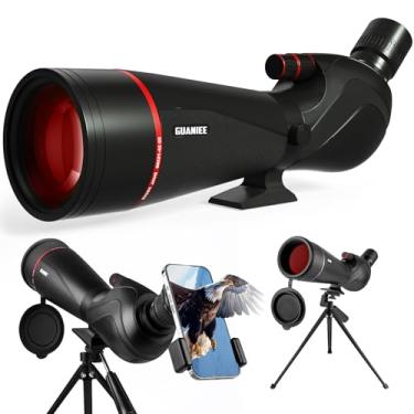 Imagem de GUANIEE Mira de detecção de 25 a 75 x 80 cm para tiro ao alvo, com bolsa de transporte de tripé e adaptador de telefone, mira para observação de pássaros, visualização da vida selvagem, preto