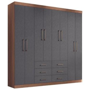 Imagem de Guarda Roupa 8 Portas Casal Com Espelho Turim Jabotá Grafite - CASA H