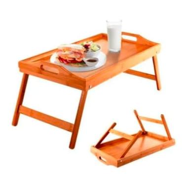 Imagem de Bandeja Mesa Café Da Manhã Dobrável Bambu Com Pé Para Cama (Liso)