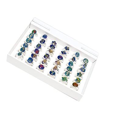 Imagem de YITANA Anéis de humor cortados de flores secas para plantas, 36 peças/lote com caixa de joias, joias de cristal a granel atacado, Cristal, Sem pedra preciosa