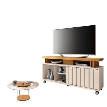 Imagem de Rack Bancada Rivera 1.3 com Mesa de Centro Sky com Tampo de Vidro Off 