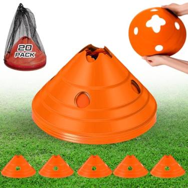 Imagem de ShinyRelief 10 peças de cones de disco jumbo cones de futebol jumbo cones gigantes de agilidade grandes cones de treinamento de futebol com bolsa de malha para crianças adultos treinamento esportivo