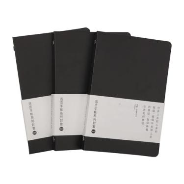 Imagem de Pacote com 3 capas de fichário de PVC A5 A6 B5, 6 anéis, 9 anéis, capas de fichário de PVC recarregáveis, protetor de fichário de folhas soltas (A6, pacote com 3 pretos)