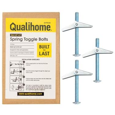 Imagem de QUALIHOME Âncoras de parafuso de mola - Âncoras de parede resistentes para pendurar itens com paredes ocas e mais - Âncora de parede oca de aço inoxidável para molduras, prateleiras, espelhos e mais,