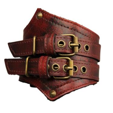 Imagem de GelConnie Pulseira de couro para homens e mulheres pulseira de couro larga grossa viking masculina pulseira de couro gótico pulseira vintage rock, 9.4 inches, Couro, Sem Pedra Preciosa