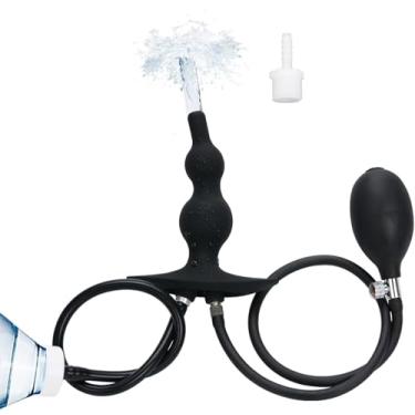 Imagem de Plugue anal/bumbum de tamanho flexível inflável para descarga anal, brinquedos sexuais anais de silicone 2 em 1 para brincadeiras sexuais, expansor/lavador de ânus/vagina, conjunto de treinamento anal