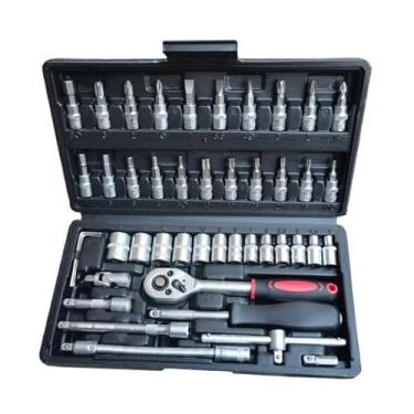 Imagem de Jogo De Soquete 40 Peças Chave Catraca Reversível Resistente à Pressão Resistente à Abrasão(46 Peças Preta)