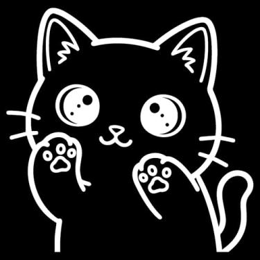 Imagem de Adesivo Kawaii para Fãs de Gatos Ideal para notebook capacete moto carro portas vidros paredes ambientes vários tamanhos (BRANCO, 25,3x25cm)