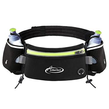 Imagem de AiRunTech Cinto de corrida de hidratação com garrafas Design Zero Bounce para corrida, triatlo, Ironman, Maratona, 10K, 5K, Trail Fit para a maioria dos smartphones (frasco de 2 x 175 ml)