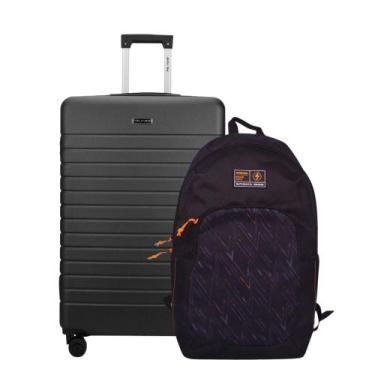 Imagem de Kit Mala de Viagem Pequena 10Kg Athenas Preta Mundi + Mochila Executiv