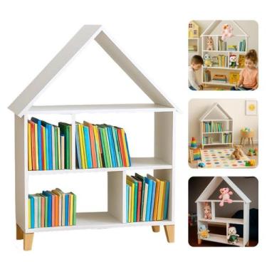 Imagem de Casinha Infantil Brincar Organizar Prateleira Decoração MDF Branco Cas