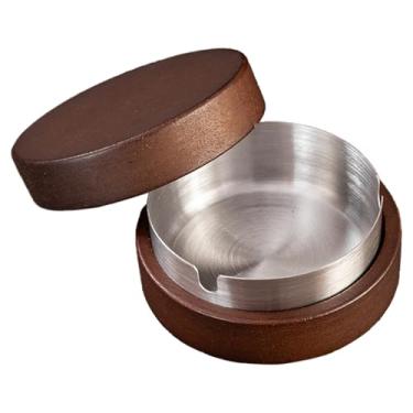 Imagem de Cinzeiro de cigarro ao ar livre com tampa, caixa decorativa moderna hanlongyu cinzeiro sem fumaça, suporte de cinzeiro com revestimento interno de aço inoxidável, cinzeiros à prova de cheiro para mesa