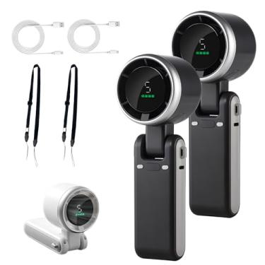 Imagem de Ventilador turbo portátil portátil, ventilador portátil dobrável de 5 velocidades, ventilador elétrico recarregável de alta velocidade, ventilador de gelo de resfriamento 3 em 1 para mão/mesa/pescoço