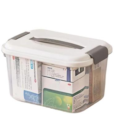 Imagem de Caixa Maleta De Remédio Organizador Multiuso Com Adesivo Decorar Plástico Com Alça