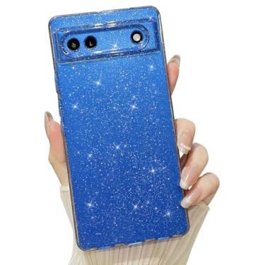 Imagem de MINSCOSE Capa compatível com Google Pixel 6a, linda capa brilhante de TPU fina e fina à prova de choque para mulheres e meninas para Google 6a 6,1 polegadas - azul escuro