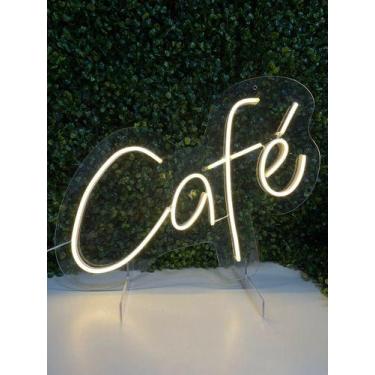 Imagem de Painel Led Neon Cafe Letreiro Luminoso 45x30cm - Comercial Luvi, Branc