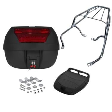 Imagem de Bau Moto，Porta-Bagagens + Top Case 28 Litros 2006-2011 Preto Cromado(Bagageiro Cromado + Baú 28L)