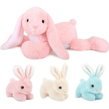 Imagem de Bicho de pelúcia Mao Golan Giant Bunny com 3 bebês 24 na Páscoa