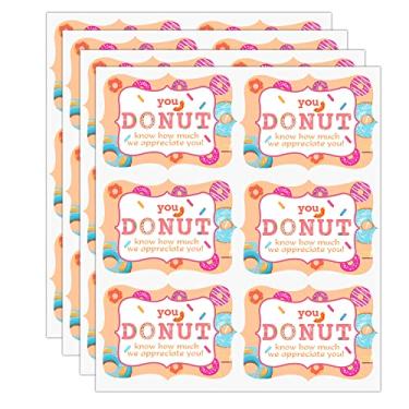 Imagem de Adesivos Donut Know How Much We Appreciate You, professor de 1,5 x 2 polegadas, adesivos de etiqueta de agradecimento aos funcionários, 300 peças
