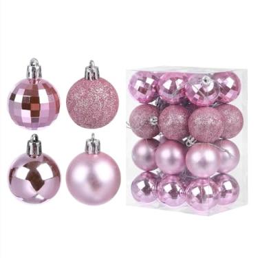 Imagem de Enfeites de bola de Natal de 24 quilates, enfeites de Natal, 2,8 cm, bolas de plástico inquebráveis, decoração de árvores, pingente para decoração de árvore de Natal, guirlanda de aniversário