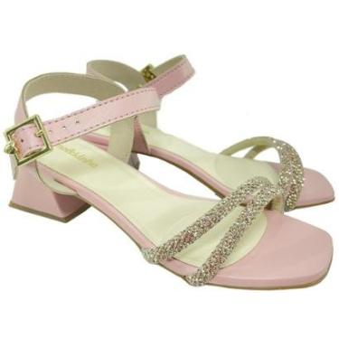 Imagem de Sandália Infantil Molekinha Diamond Salto Quadrado - Rosa - 36-Feminino