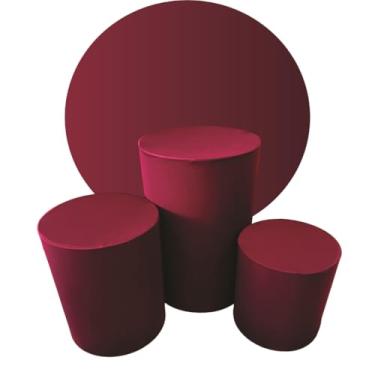 Imagem de kit Capa Trio de Cilindro + Painel 1,50m Decoração Festa - multicolorido Organização de Decoração para Festas(VINHO)