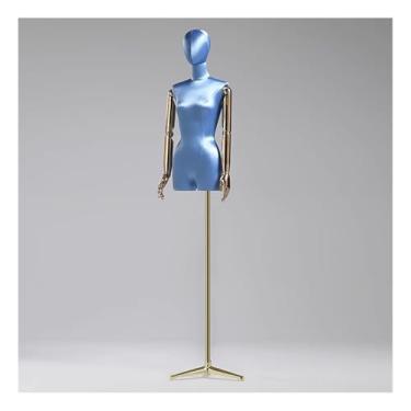 Imagem de Manequim feminino de fibra de vidro com torso de seda, ajustável de 47 a 84 pol., giratório e removível, para loja de roupas e costura(Blue2)