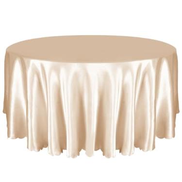 Imagem de Entsin 1 pacote com 1 toalha de mesa redonda de 3 m, toalha de mesa de cetim champanhe para 8 a 12 lugares, toalhas de mesa sedosas laváveis e resistentes a rugas para decoração de festas de casamento