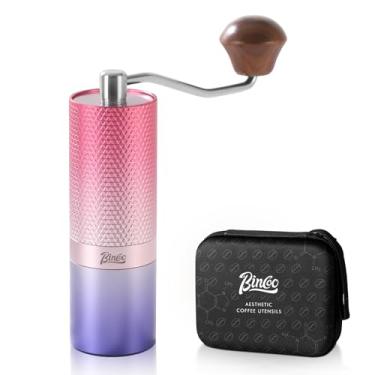 Imagem de Bincoo Moedor de café manual – Moedor de café de aço inoxidável com rebarba cônica arco-íris, moedor de grãos de café com saco de armazenamento, moedor de café manual com configuração ajustável, para