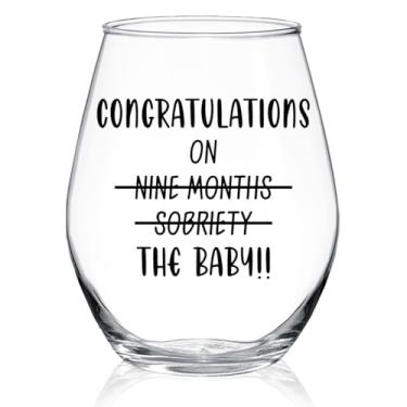 Imagem de WUUCKOO Congratulations On The Baby Taça de vinho sem haste, presentes de gravidez saudáveis, bênção para mulheres, mãe pela primeira vez, símbolos espirituais para amigos, surpresa de aniversário do