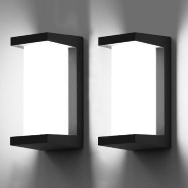 Imagem de Sytmhoe Luzes de parede externas, 2 unidades de luminária externa de 24 W, arandela de parede de LED com 3 cores variáveis, luz preta fosca para varanda e pátio ao ar livre, IP65 à prova d'água para